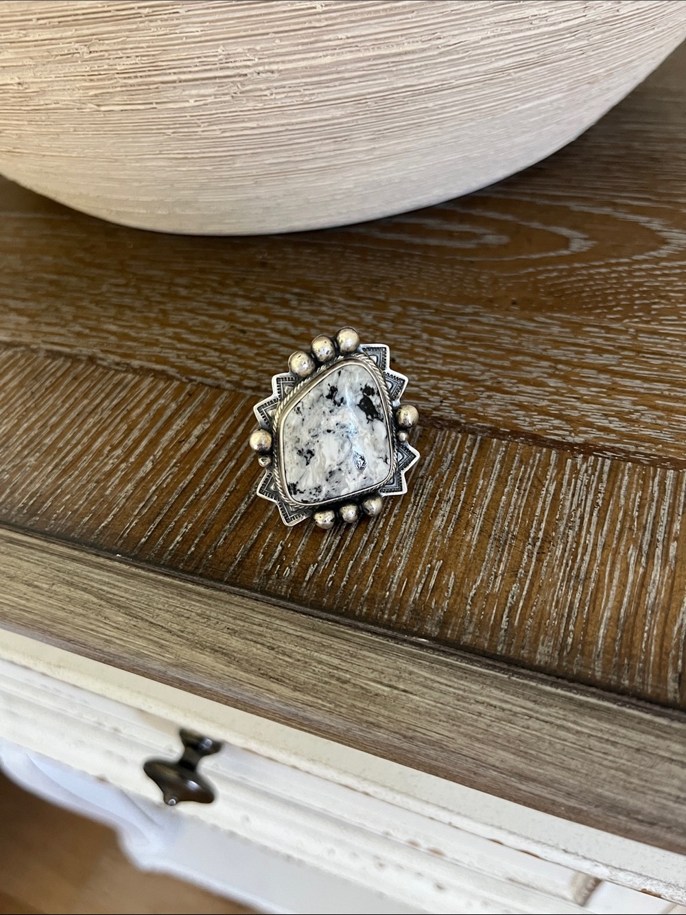 🦋ON RESERVE🦋Navajo White Buffalo Sterling Ring